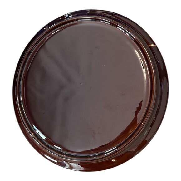 Vintage Brown Ceramic Divided Tray – 10" Round – Beaded Rim – 6 Compartments - Picture 2 of 2